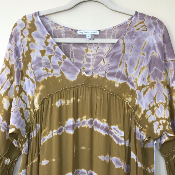 ⚡️SOLD⚡️Young Fabulous & Broke Dress Tie Dye Long Sleeve Long Maxi Tiered NEW - Picture 5 of 16